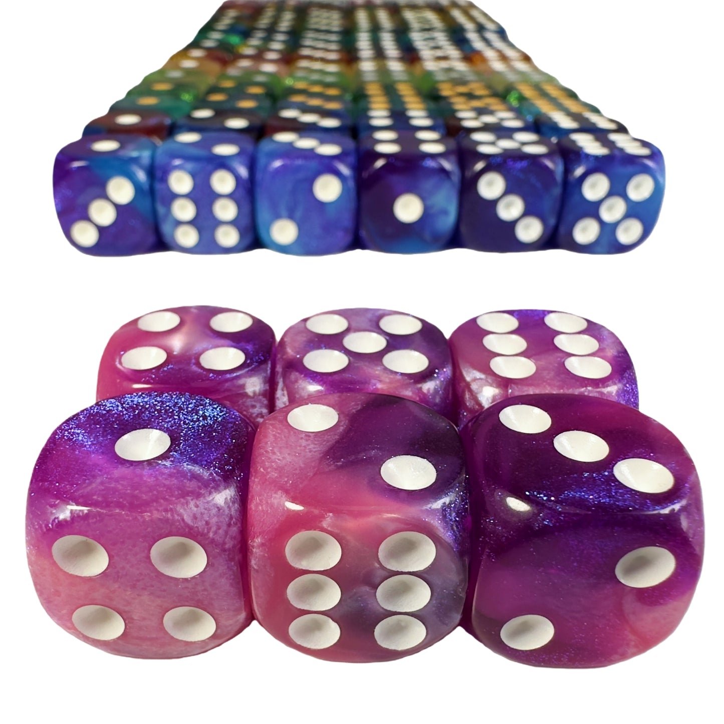 6pcs 16mm DND Dice 6 Sided with Pips, D6 Mixing Color with Glitter Dice for Party Entertainment Table Game
