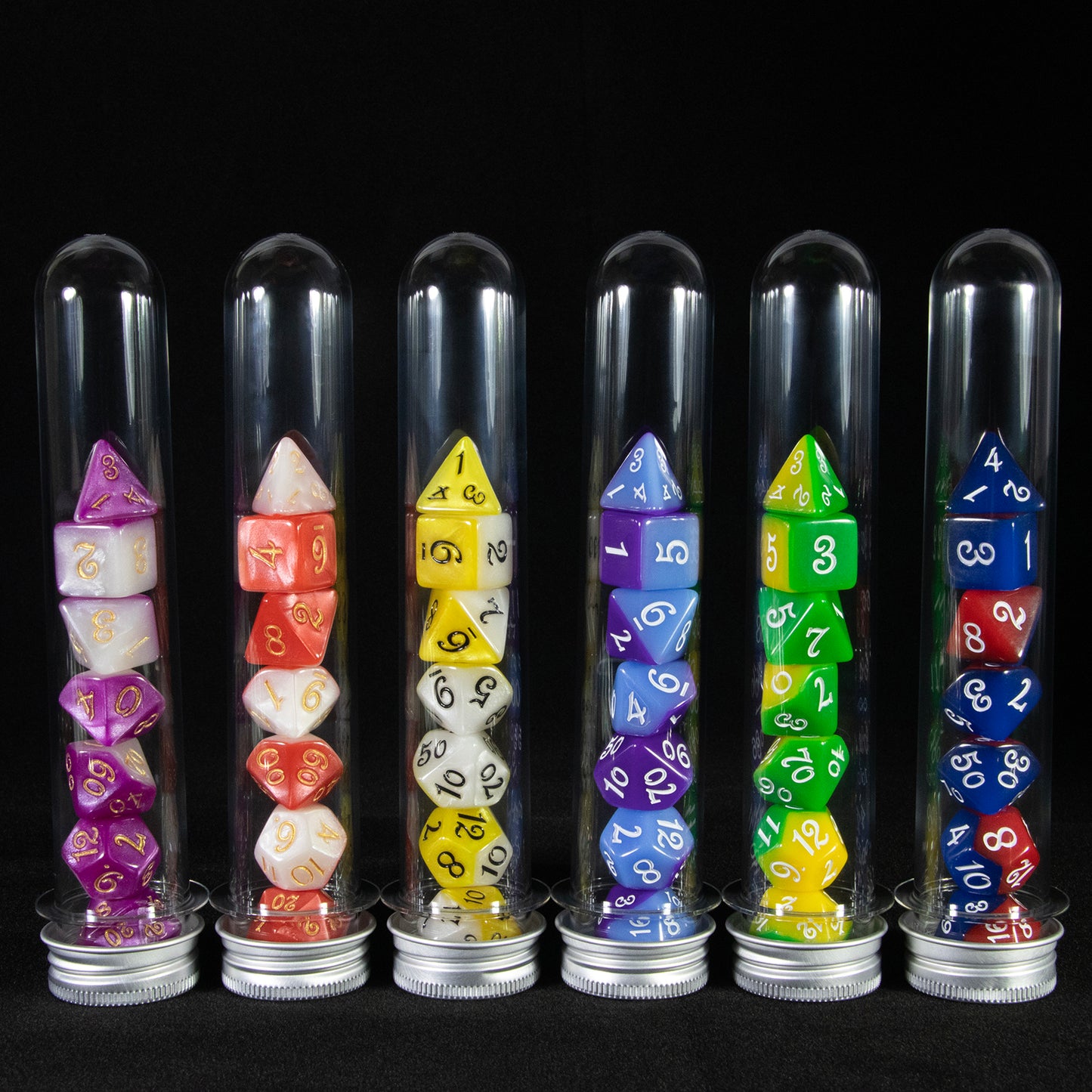 Splice Color Dice Set 7pcs Two-color DND Game Polyhedral Dice with Tube for D&D Role Playing Games and Tabletop Games
