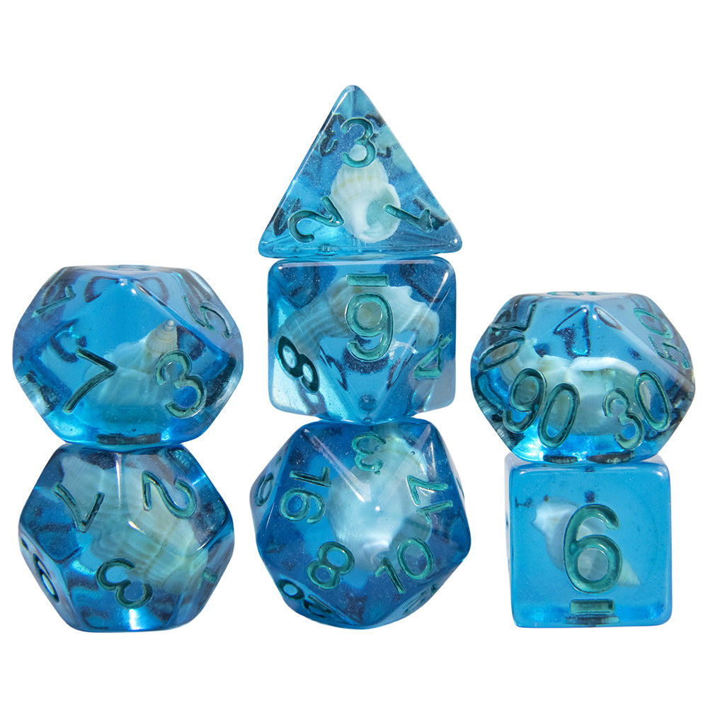 Shells/Skull Polyhedral Dice Set 7 Pieces D4-D20 D&D Game Dices for DND TRPG Board Game and Role Playing Game Accessories