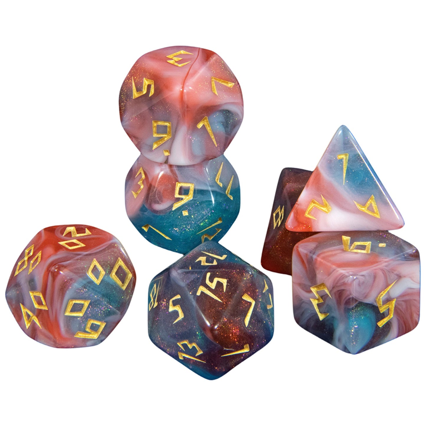 DND Polyhedral Dice Set 7pcs/Set Mixed Color Dice with Tube for DND RPG Game Board Game Prop, As Souvenir Gift