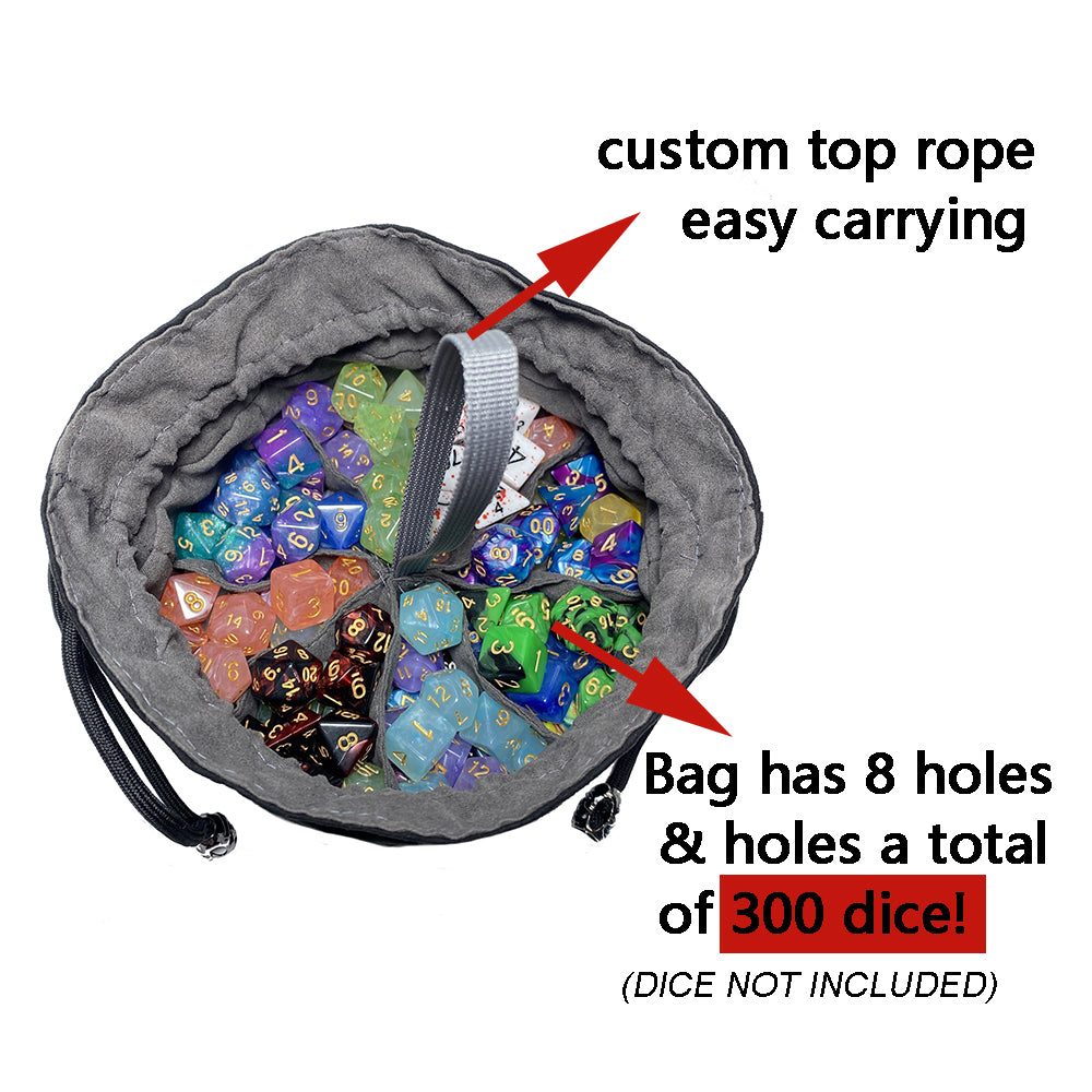 Dice Storage Bag with 8 Compartments, Drawstring Tote Bag, Tabletop Game Dice Storage for DND TRPG