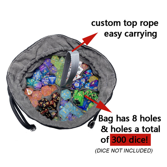 Dice Storage Bag with 8 Compartments, Drawstring Tote Bag, Tabletop Game Dice Storage for DND TRPG