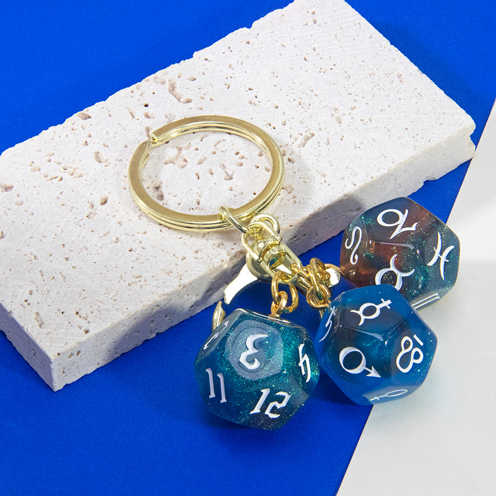 Dice Pendant Keychain Creative Gift Keyring Tarot D12 Dice Keychains for Wallet Handbag Lanyard