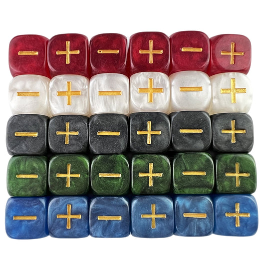 10Pcs Standard Fudge Dice (+/-/0 Symbols) - Compatible with All Fudge-Based Games Marble Effect Dice