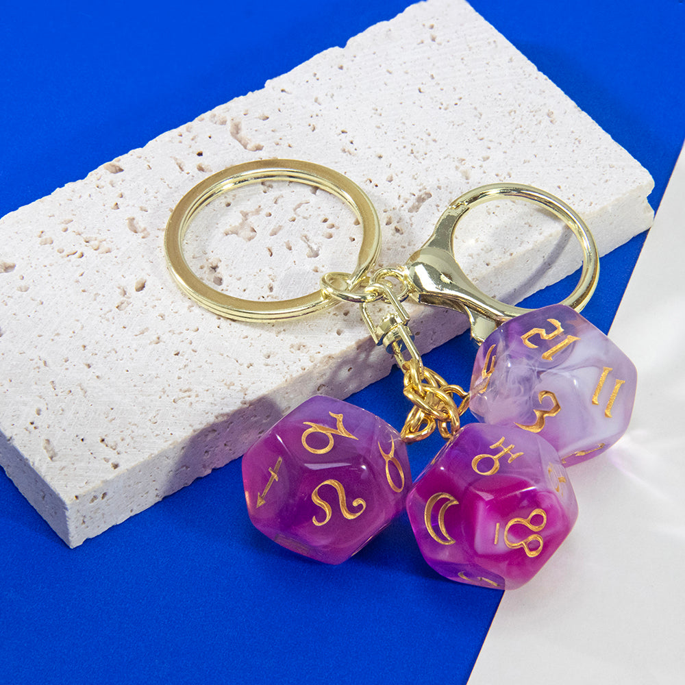 Dice Pendant Keychain Creative Gift Keyring Tarot D12 Dice Keychains for Wallet Handbag Lanyard