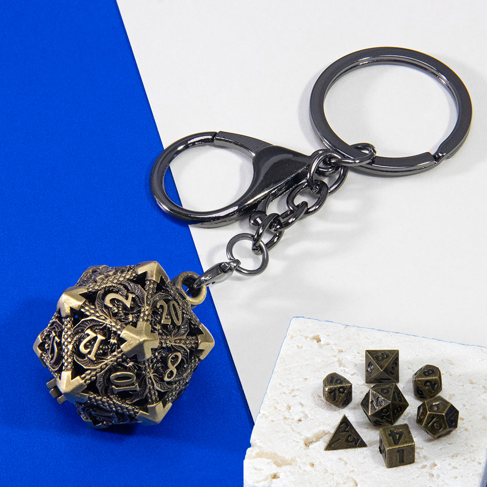 Dragon D20 Dice Keychain Fashion Keyring Ornament Key Chain Pendant Men Gifts