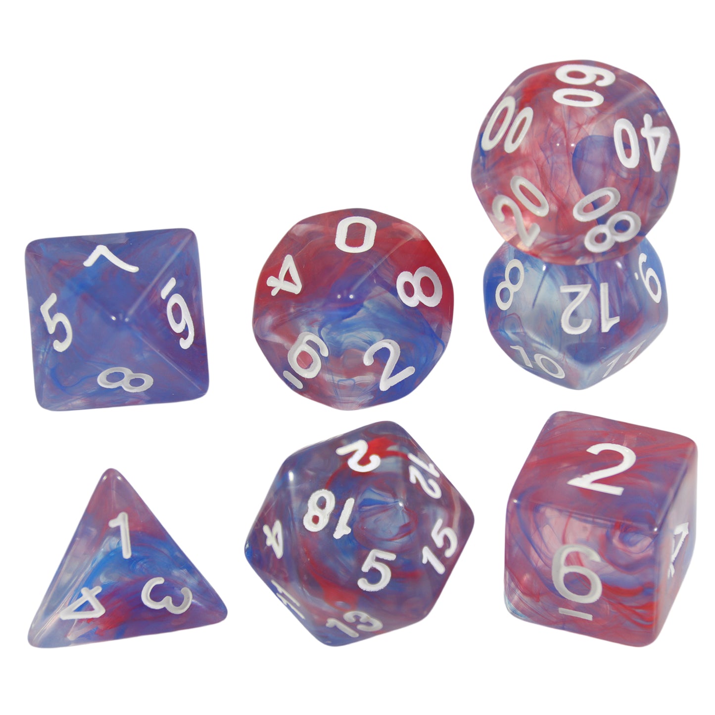 DND Dice Set with Mixed Color Fog Effect, 7pcs Polyhedral Dice for Board Games, DND TRPG Gaming Accessories, Perfect for Role-Playing Games
