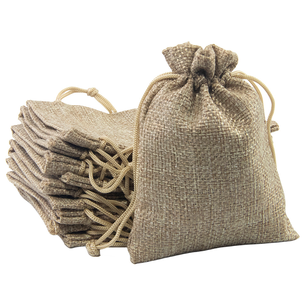 Burlap Drawstring Bags 10pcs Linen Bag Dice Storage Bag for Christmas Gifts Bag, Jewelry Packaging Bags