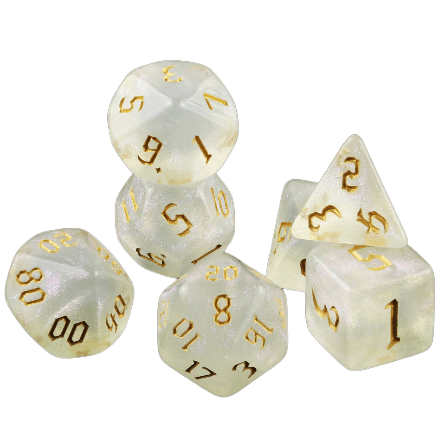 DND Dice Set - 7pcs Polyhedral Game Dice with Glitter Effect for Role Playing, Table Games