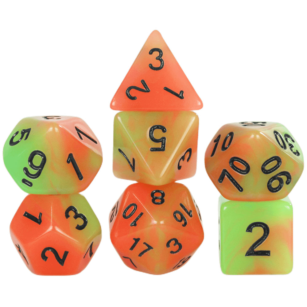7-Piece Glow-in-the-Dark Polyhedral Dice Set for Board Game DND TRPG