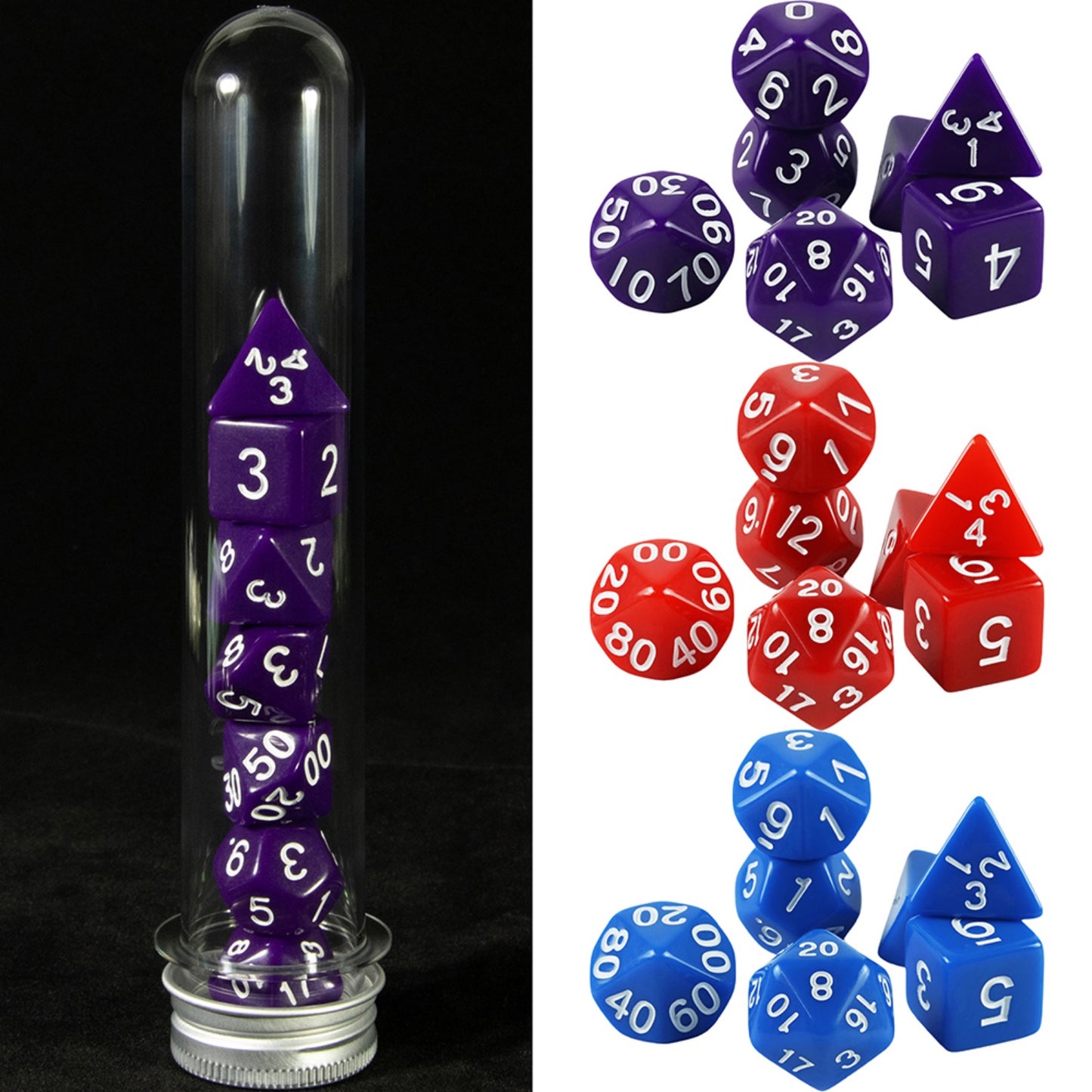 Colorful Dice 7pcs Polyhedral Digital Dice Set D4-D20 with Tube for DND RPG Game Board Game Accessories