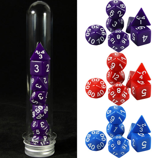 Colorful Dice 7pcs Polyhedral Digital Dice Set D4-D20 with Tube for DND RPG Game Board Game Accessories