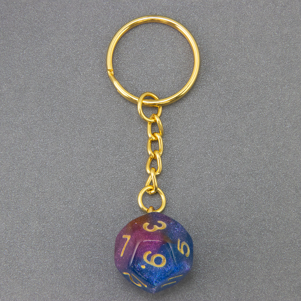 Galaxy Effect Dice Keychains D4-D20 Dice Keyring Car Bag Keychains Key Holder Men Women Gift