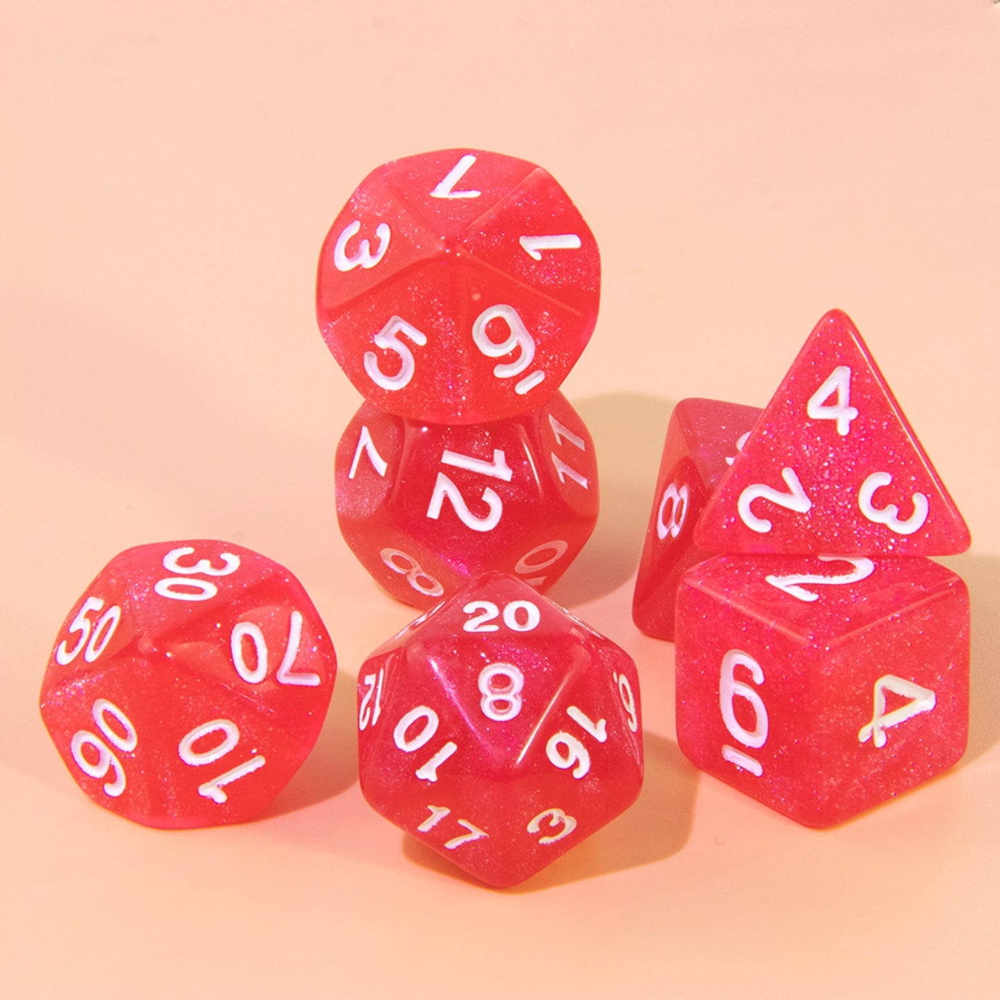 7pcs Glitter Polyhedral Dice Set D4 D6 D8 D% D10 D12 D20 Dice with Tube for D&D RPG Role Playing Game Table Game Accessories