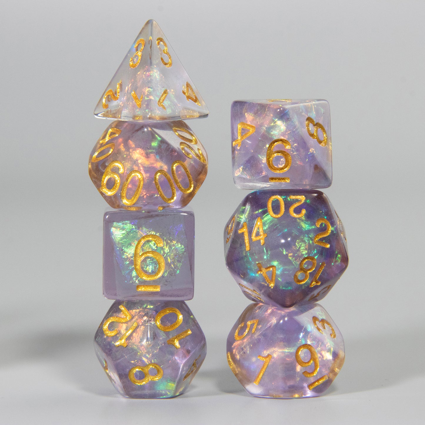 Glitter Dice Set for DND RPG Role Playing Games - 7 Piece Polyhedral Gaming Dice Set