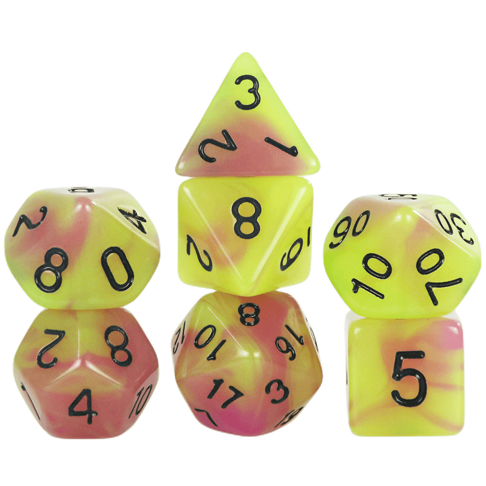 7-Piece Glow-in-the-Dark Polyhedral Dice Set for Board Game DND TRPG