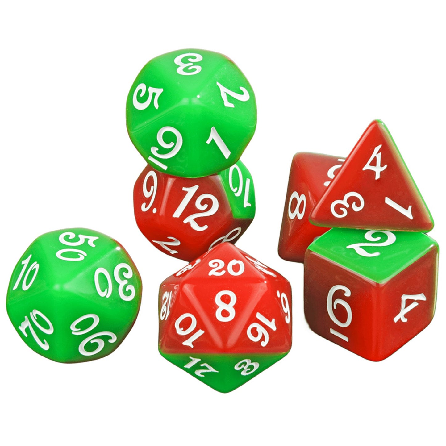 Splice Color Dice Set 7pcs Two-color DND Game Polyhedral Dice with Tube for D&D Role Playing Games and Tabletop Games