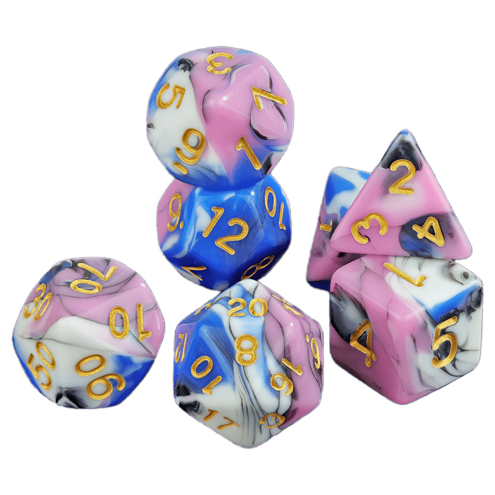 DND Dice Set 7pcs/set Mixing Colors Dice D4 D6 D8 D10 D% D12 D20 for DND RPG and Other Table Games