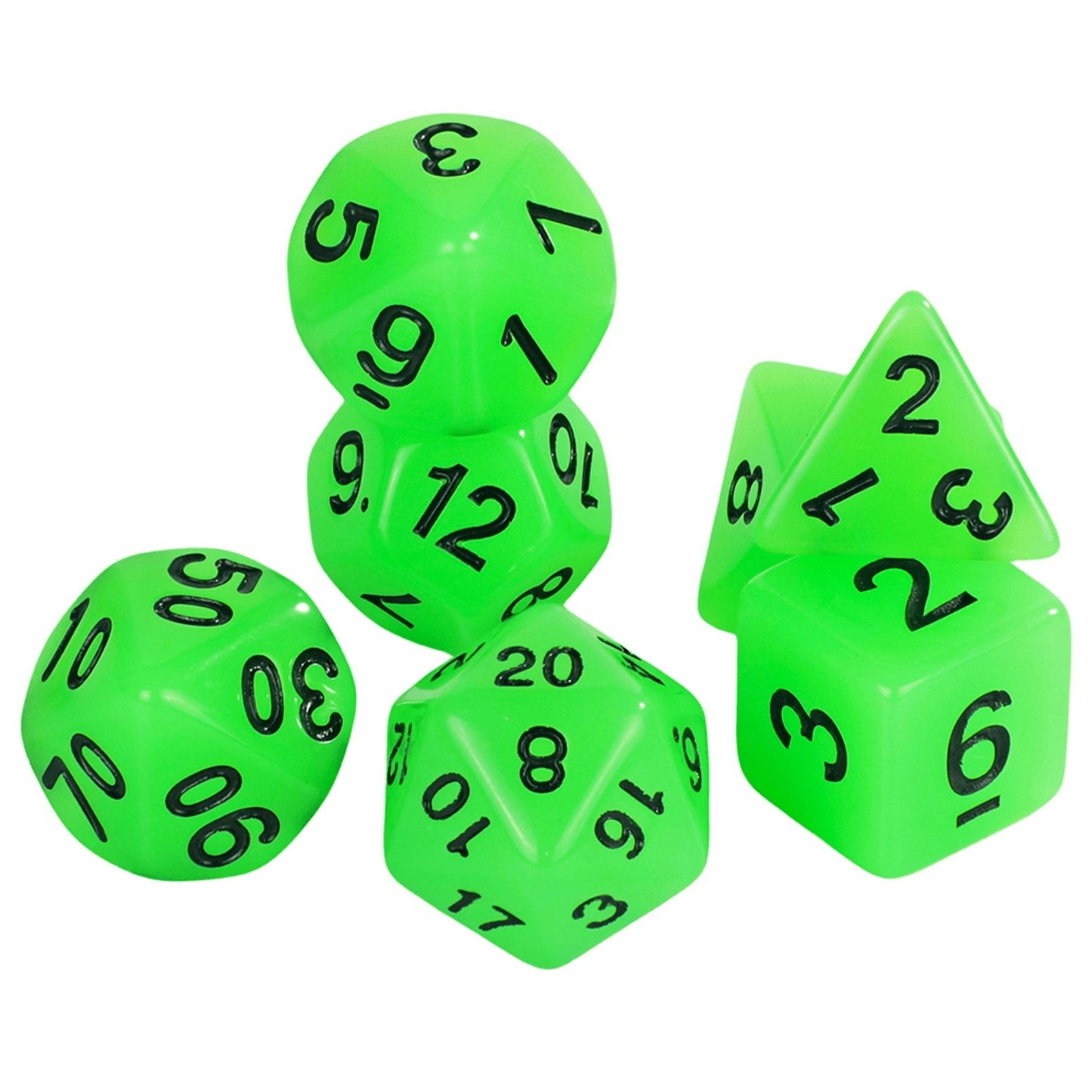 Glowing Dice Polyhedral Dice RPG DND Dice Set 7piece Luminous Dice with Tube for D&D Tabletop Role-Playing Games Party Supplies