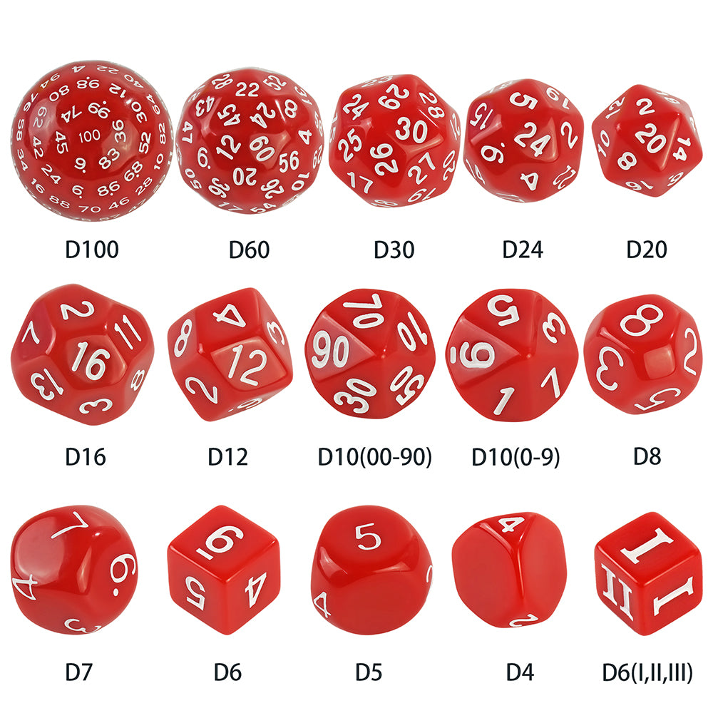 15pcs D3-D100 Game Dice with Bag Opaque Polyhedral Dice for DND Role Playing Board Game Accessories