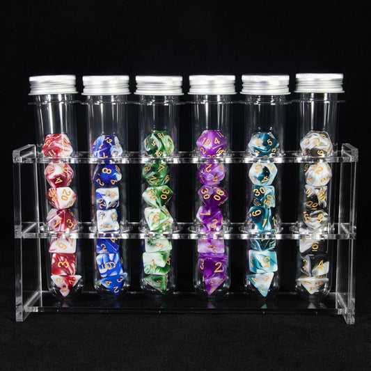 DND Polyhedral Dice Magic Color Dice for DND RPG Table Board Roll Playing Games, Complete 42PCS Dice with 6pcs Tube, 1pc Tube Rack
