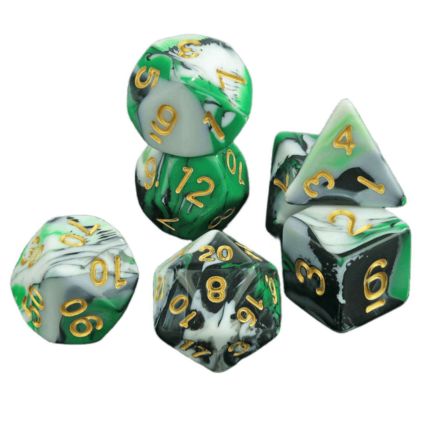 Mixing Colors Dice Set DND Polyhedral Dice for D&D Board Game and Role Playing Game Accessorie 7pcs dice - D4-D20,with Tube