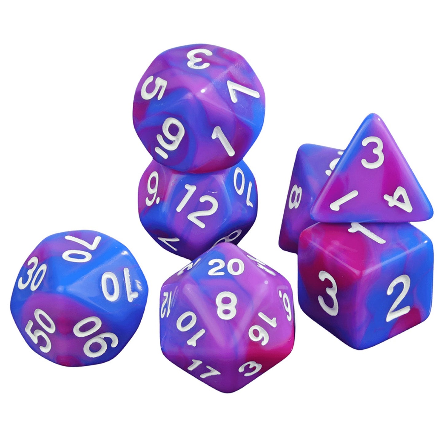 Mixing Colors Dice Set DND Polyhedral Dice for D&D Board Game and Role Playing Game Accessorie 7pcs dice - D4-D20,with Tube