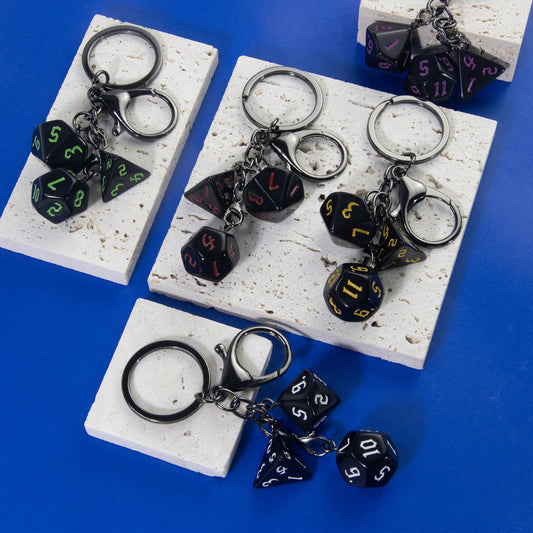 Board Game Key Chain Souvenir with Dice Charm for Backpack Car Key Decoration Pendant, As Gift for Table Game Lovers