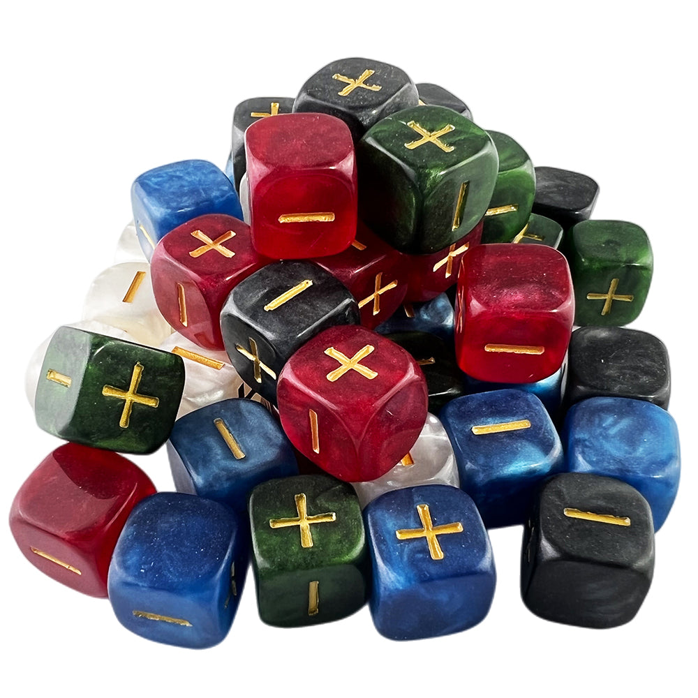 10Pcs Standard Fudge Dice (+/-/0 Symbols) - Compatible with All Fudge-Based Games Marble Effect Dice
