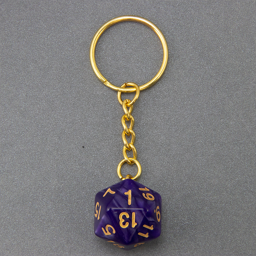 Marble Colored Dice Keychain DND Board Game Souvenirs 20 Sided Dice Pendant Keychain for Men Women
