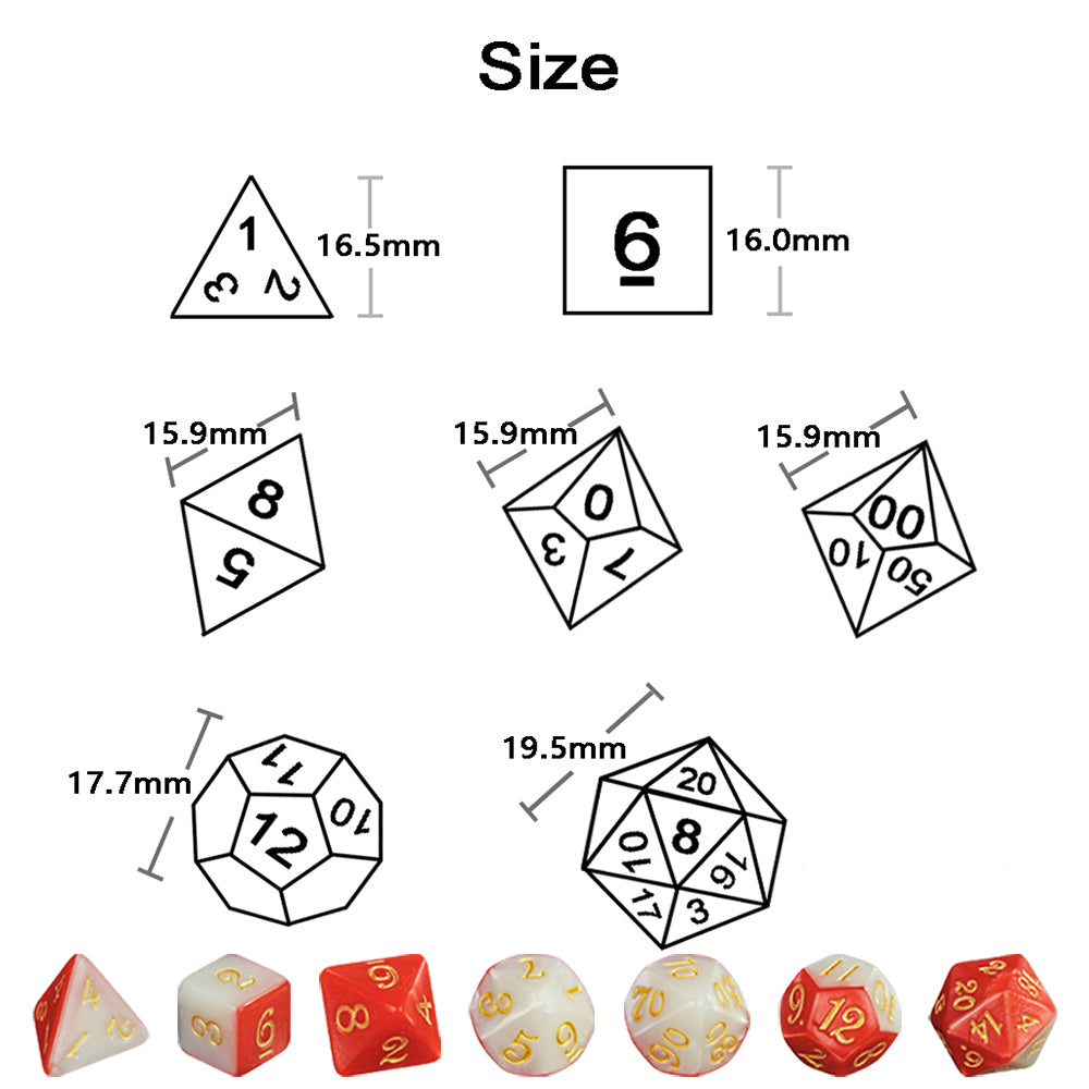 Two Tones Dice Set - 7pcs Polyhedral Dice Role Playing Dice for Dungeons Game Magic Game Board Game Accessories