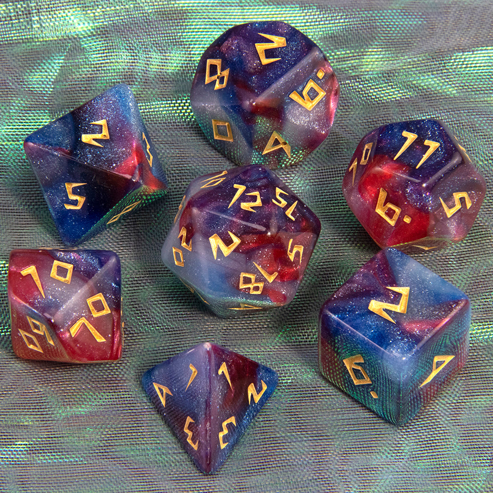 DND Dice Set Acrylic Polyhedral Dice 7 Pieces Mixed Colour Glitter Games Dice for RPG DND Board Game Accessories