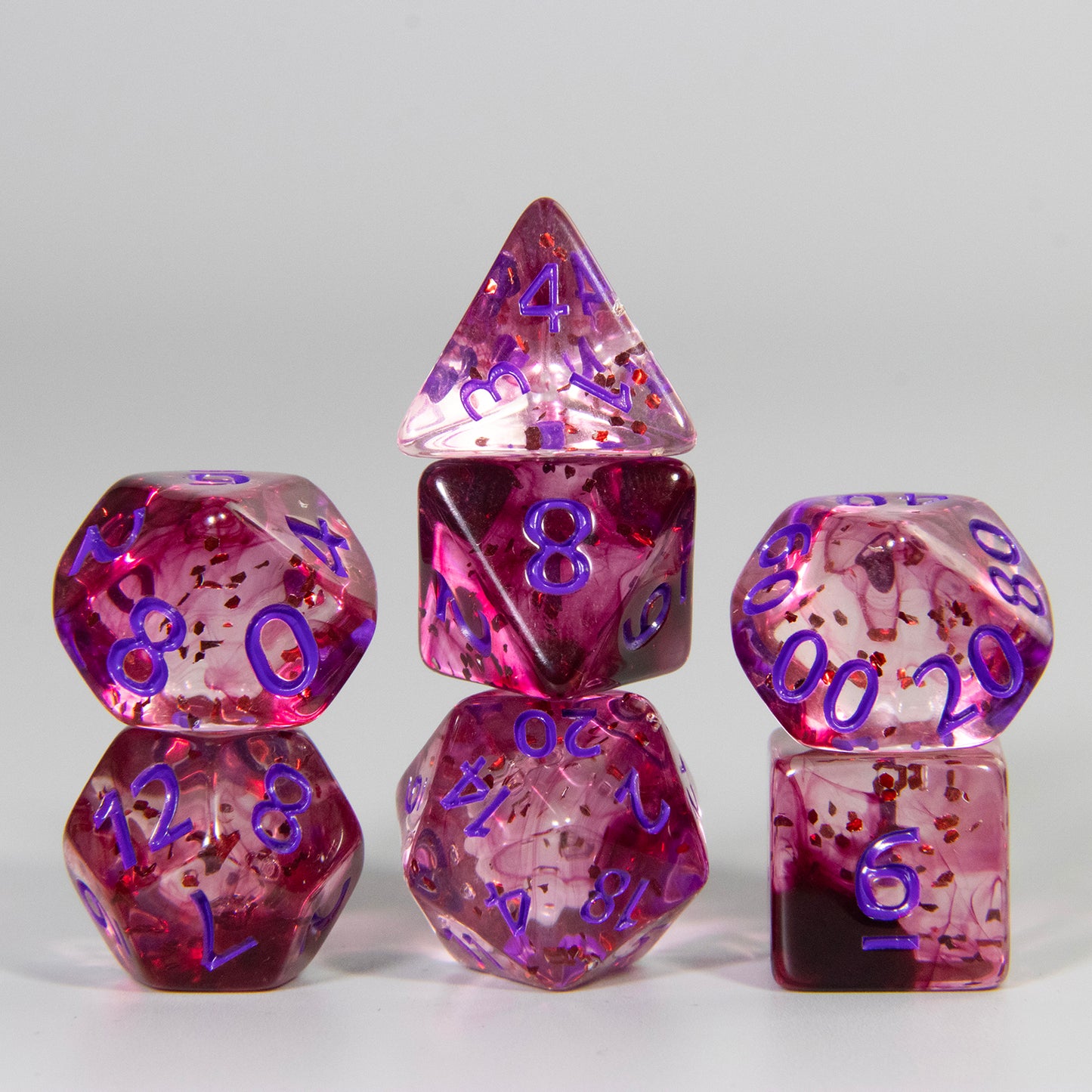 Glitter and Nebula Effect DND Dice Set 7pcs D4-D20 Polyhedral Dice for Role Playing Game Board Game Accessories As Gift