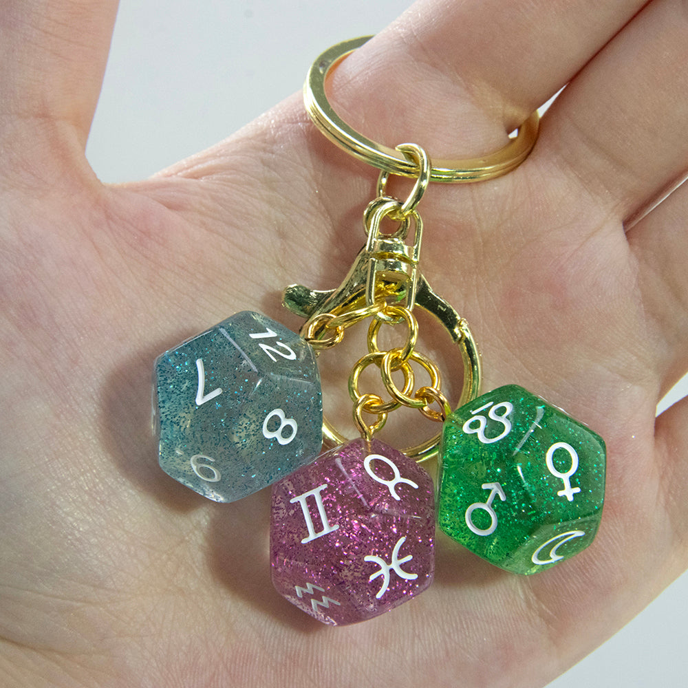 Dice Pendant Keychain Creative Gift Keyring Tarot D12 Dice Keychains for Wallet Handbag Lanyard