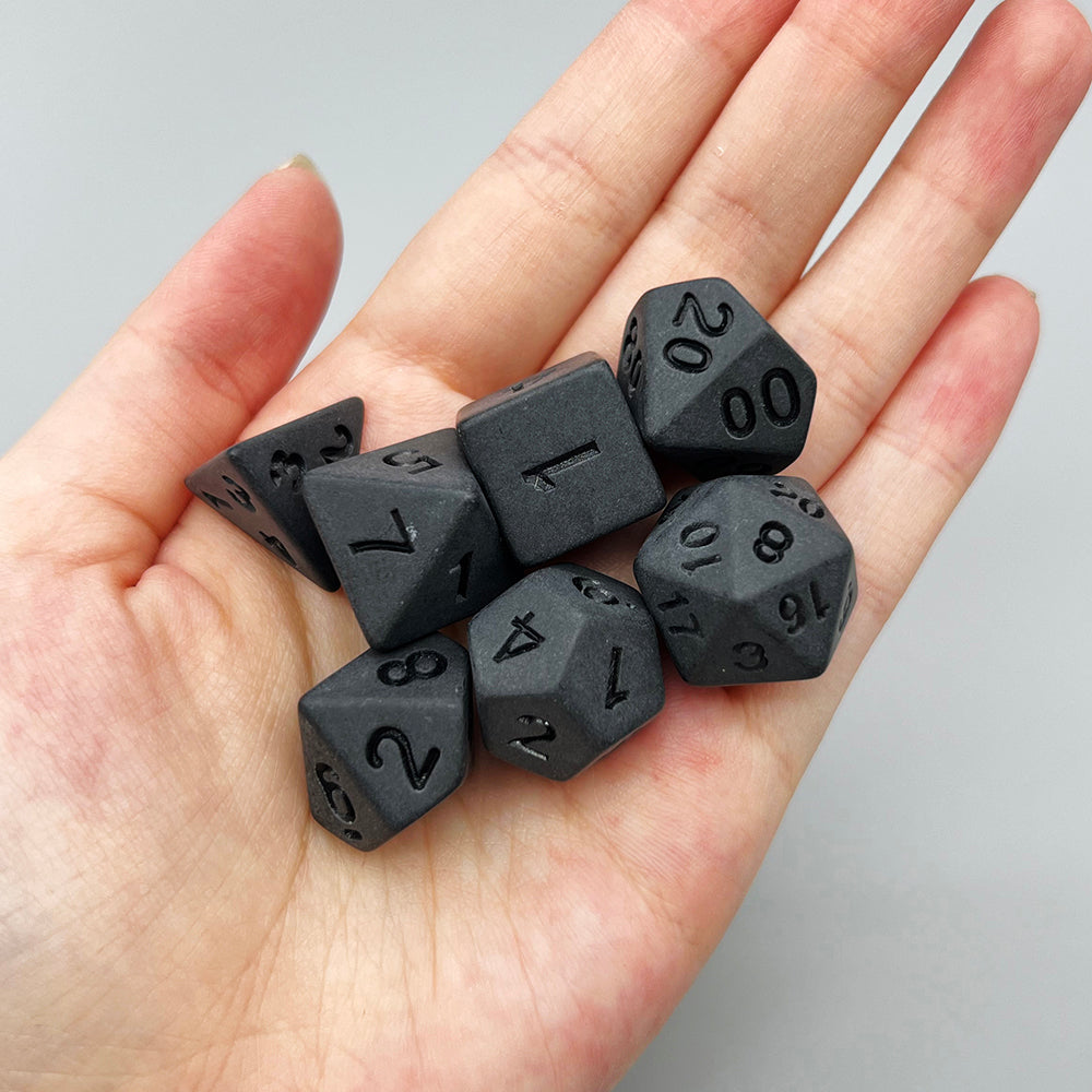 7pcs Black DND Dice Polyhedral Dice Set for DND Role Playing Board Games & Collection