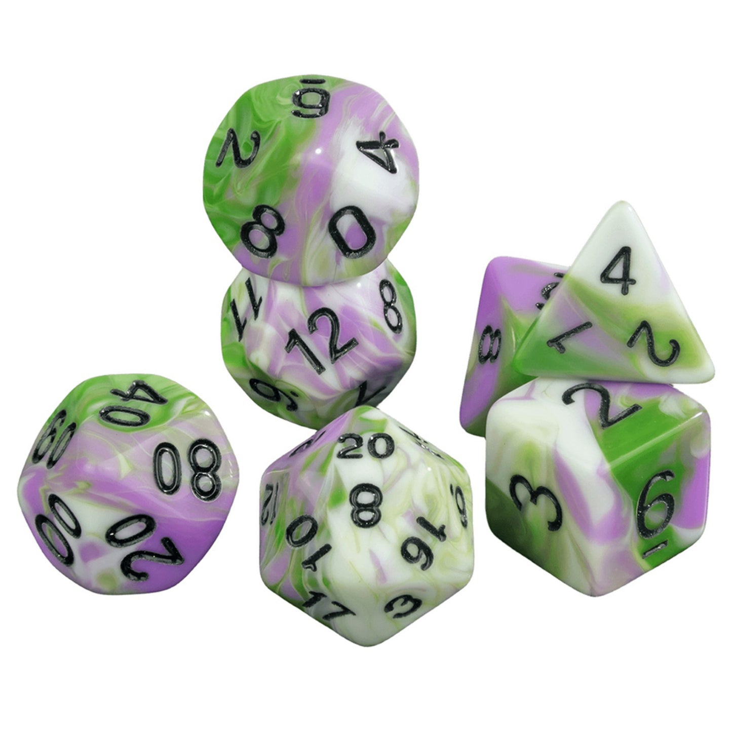 Mixing Colors Dice Set DND Polyhedral Dice for D&D Board Game and Role Playing Game Accessorie 7pcs dice - D4-D20,with Tube