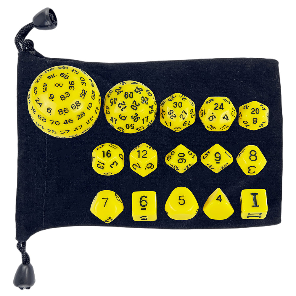 15pcs D3-D100 Game Dice with Bag Opaque Polyhedral Dice for DND Role Playing Board Game Accessories