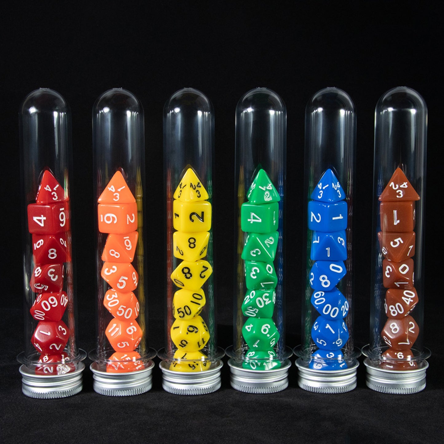 Colorful Dice 7pcs Polyhedral Digital Dice Set D4-D20 with Tube for DND RPG Game Board Game Accessories