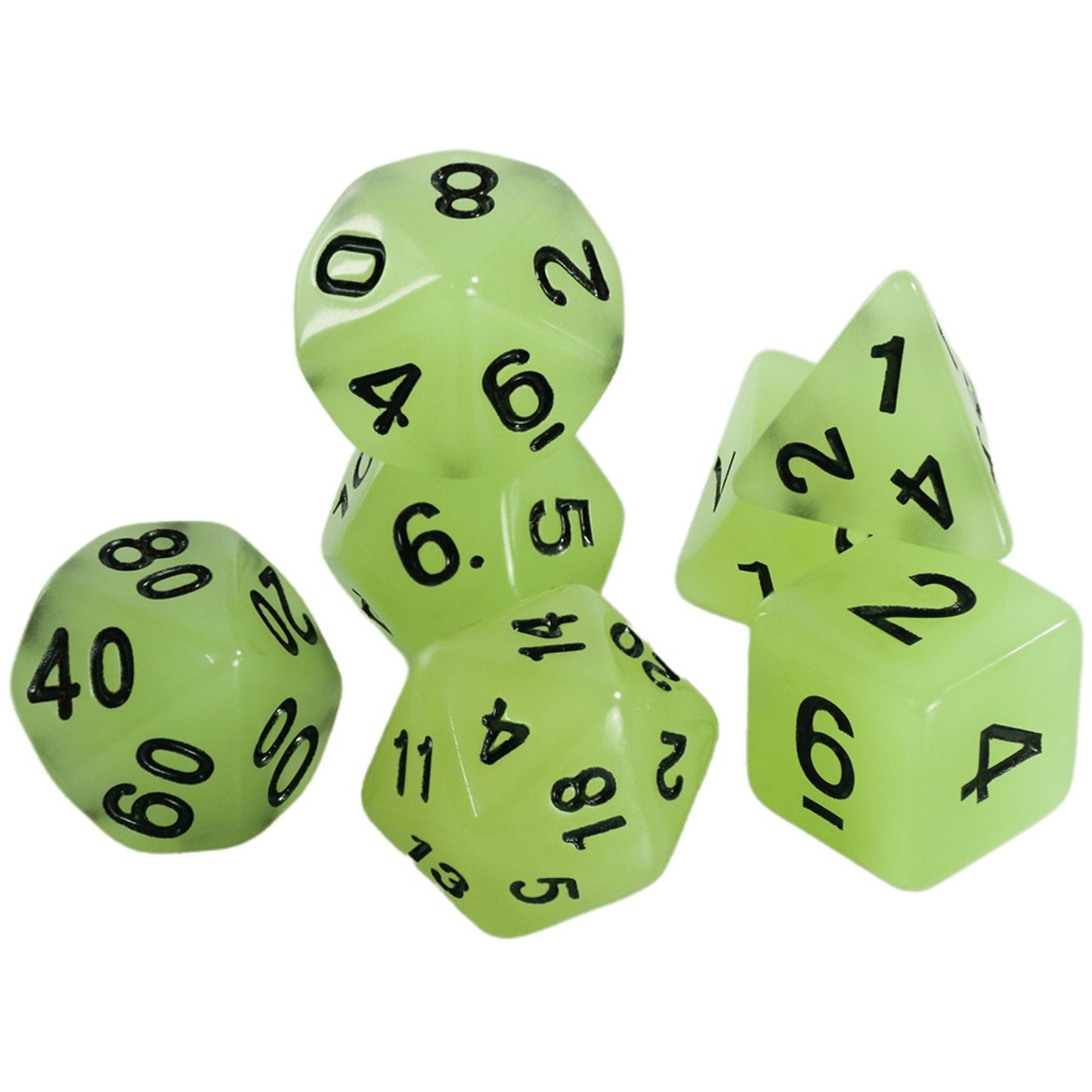Glowing Dice Polyhedral Dice RPG DND Dice Set 7piece Luminous Dice with Tube for D&D Tabletop Role-Playing Games Party Supplies