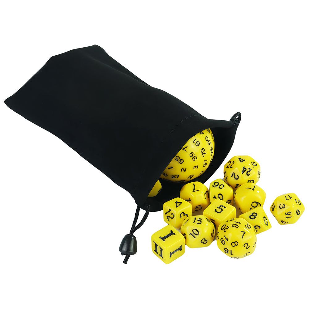 15pcs D3-D100 Game Dice with Bag Opaque Polyhedral Dice for DND Role Playing Board Game Accessories