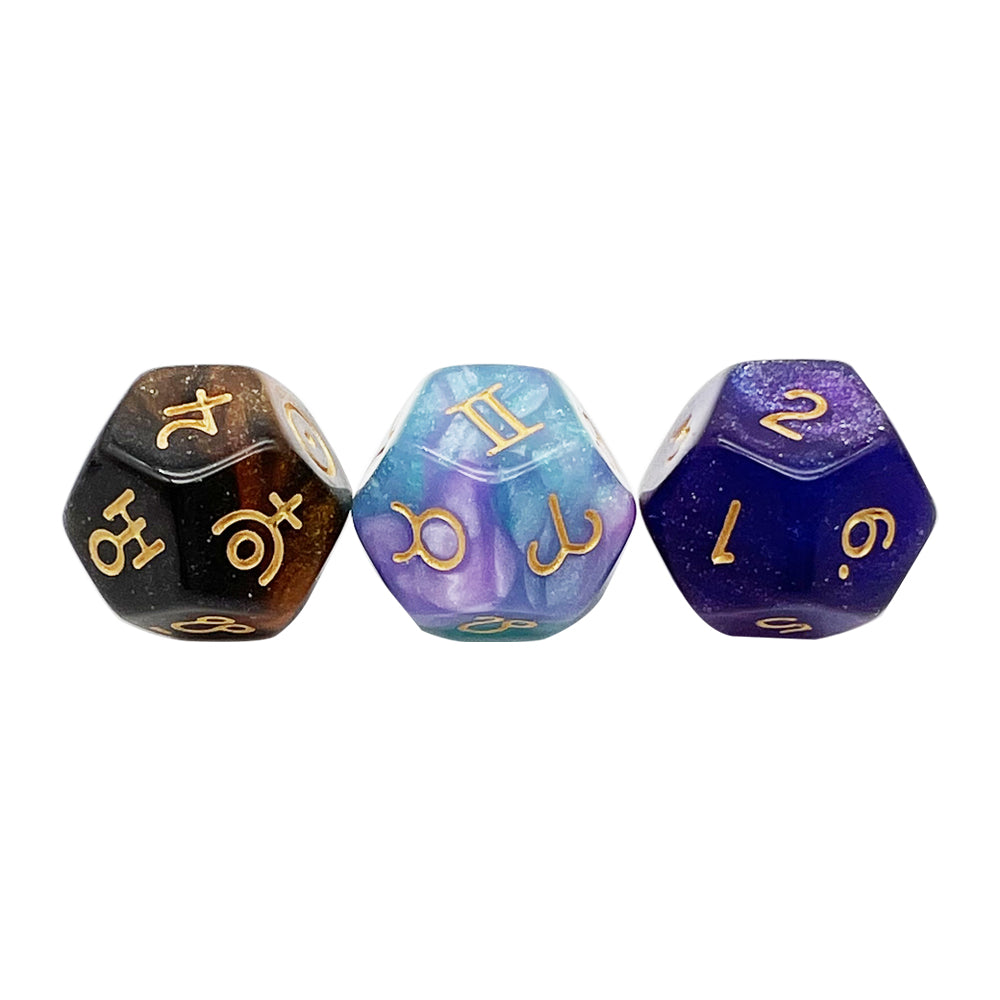 3pcs D12 Astrology Dice for Constellation Divination Leisure and Entertainment Supplies for Party Game Role Playing Game