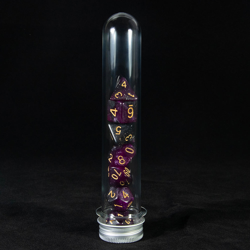 7pcs Polyhedral DND Dice Set Universe Galaxy Glitter Dice with Tube for D&D RPG Table Game Accessories