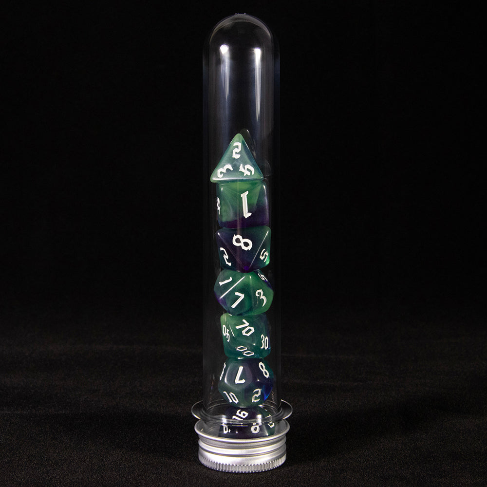 DND Dice Set 7Pcs Polyhedral Dice D4 D6 D8 D10 D12 D20 with Tube Mixed Color for D&D Tabletop Role-Playing Games Accessories