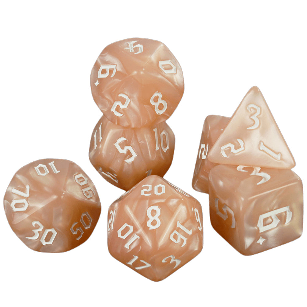 DND Polyhedral Dice Set 7 Pieces Marble Effect Game Dice Set with Tube for D&D RPG Role Playing Table Games