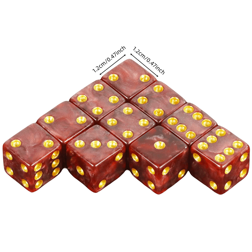 10pcs 12mm D6 Dice Mini 6-sided Marble Effect Square Corner Game Dice for Funny Party Board Games DNDGame RPG