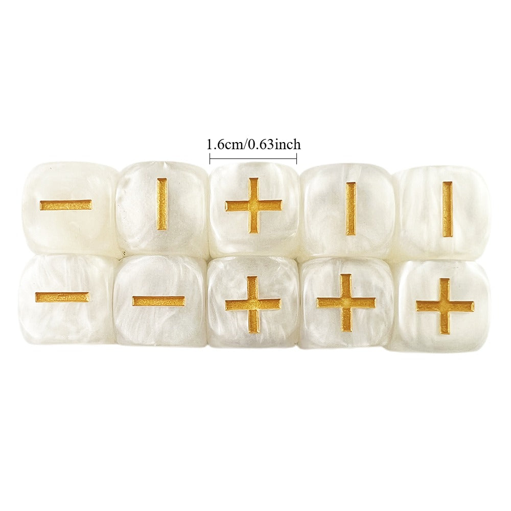 10Pcs Standard Fudge Dice (+/-/0 Symbols) - Compatible with All Fudge-Based Games Marble Effect Dice