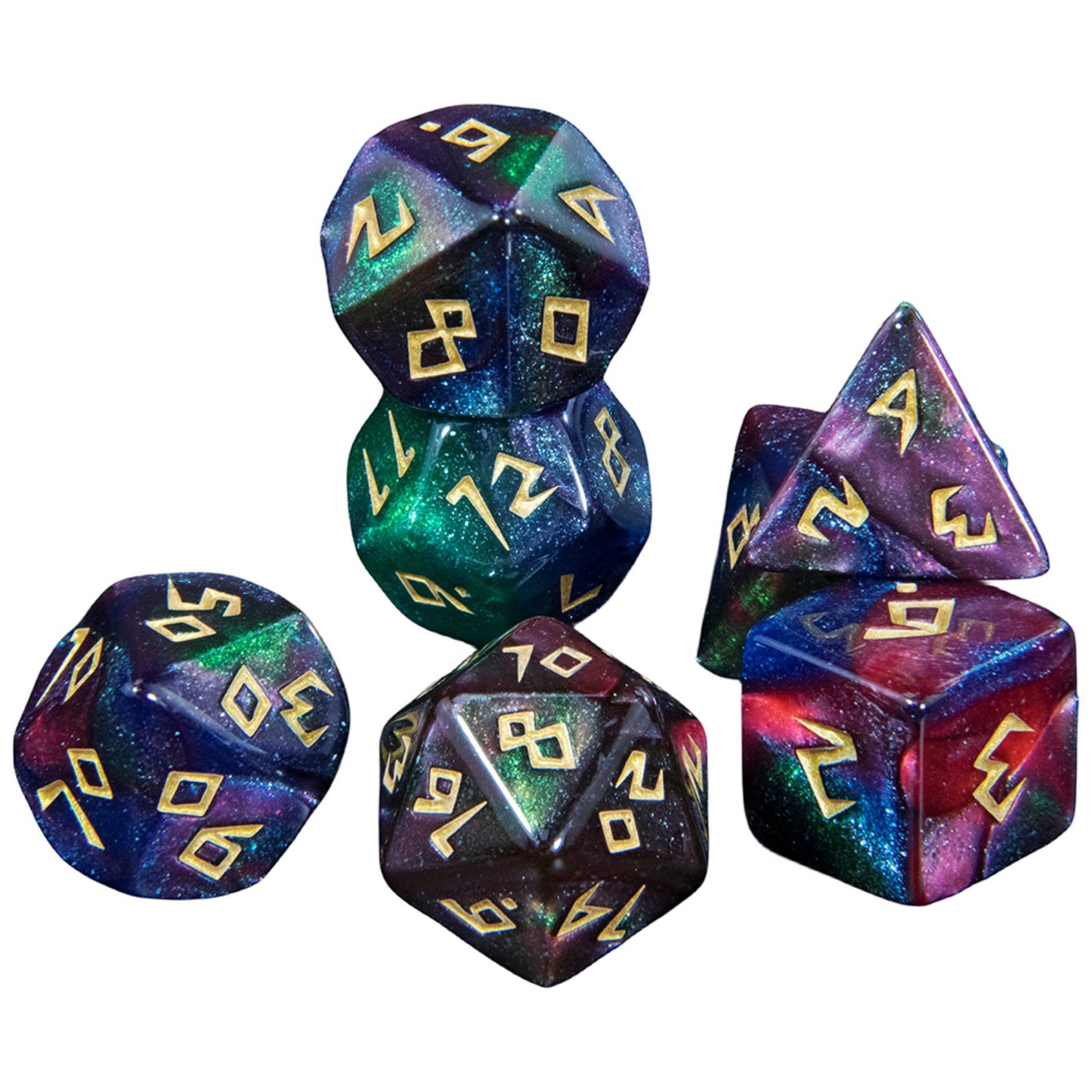 DND Dice Set Acrylic Polyhedral Dice 7 Pieces Mixed Colour Glitter Games Dice for RPG DND Board Game Accessories