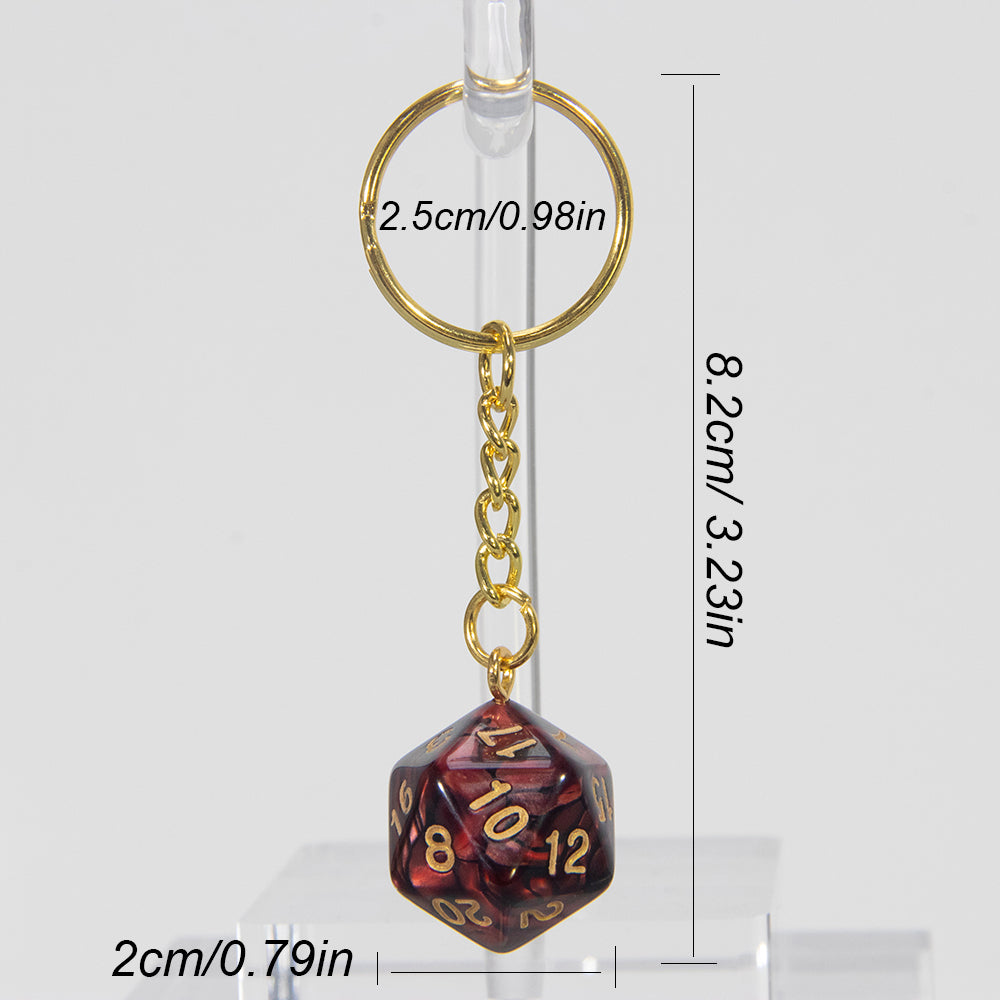 Colored Dice Keychain Lucky Keyring Table Game Souvenirs Perfect for DND Game Lover Gift, Bag, Car Pendant