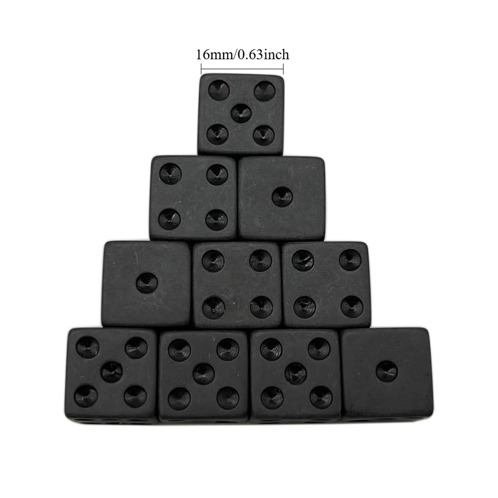 10pcs Black D6 Dice Polyhedral  Dice 6 Sided 16mm Dice for RPG DND Table Games