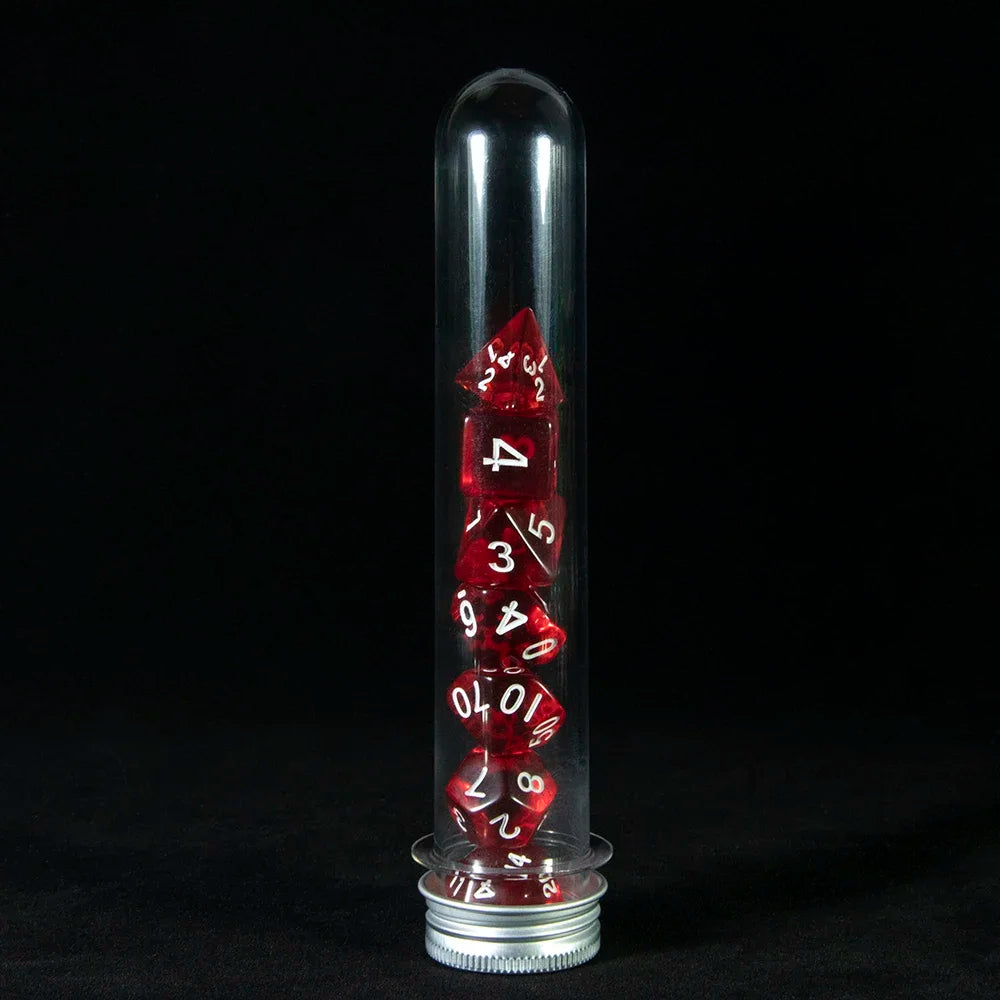 Transparent Polyhedral Dice Set - 7 Piece Acrylic Gaming Dice with tube,for DND TRPG Board Game and Role Playing Game Accessorie